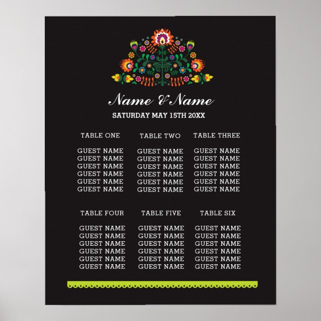 Fiesta Table Wedday Poster Sitzplan (Vorne)