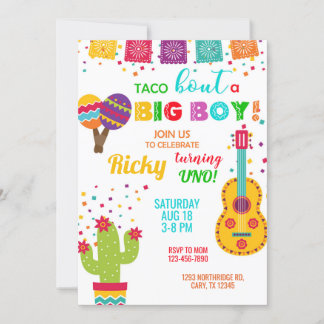 Fiesta taco bout a big boy birthday invitation. einladung
