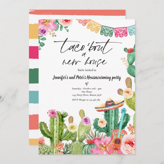  Fiesta Taco 'Bout A New House Housewarming Party Einladung (Vorne/Hinten)