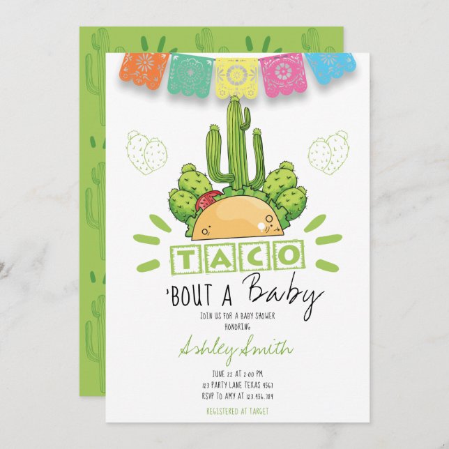 Fiesta Taco 'Bout Baby Einladung (Vorne/Hinten)