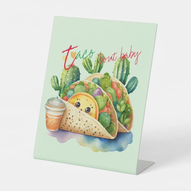 Fiesta Taco 'bout Baby Shower Niedlich Fun Modern Sockelschild (Vorderseite)