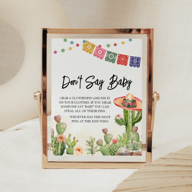Fiesta Taco 'Bout Baby Shower Say Baby nicht Poster (Cinco De Mayo Taco Bout Baby Shower Don't Say Baby Sign)