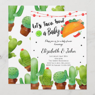 Fiesta Taco Bout Baby Watercolor Cactus Invite Einladung