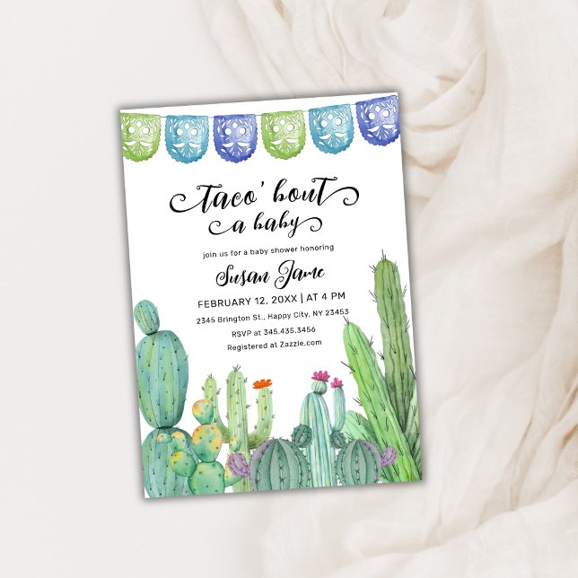 Fiesta Taco 'Bout Cactus Baby Shower Einladung (Fiesta Taco 'Bout Cactus Baby Shower Invitation)