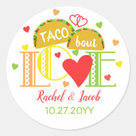 Fiesta Taco Bout Liebe farbenfrohe Engagement Part Runder Aufkleber