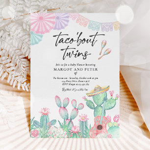 Fiesta Taco 'Bout Twins Mexican Cactus Baby Shower Einladung