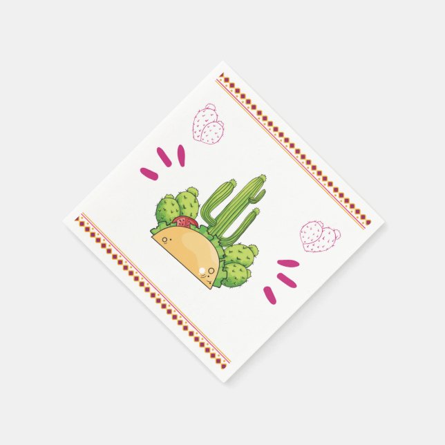 Fiesta Taco Simple Mexican Cactus Floral Serviette (Ecke)
