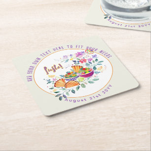 FIESTA Tacos Guacamole Folkart Blume Custom Rechteckiger Pappuntersetzer
