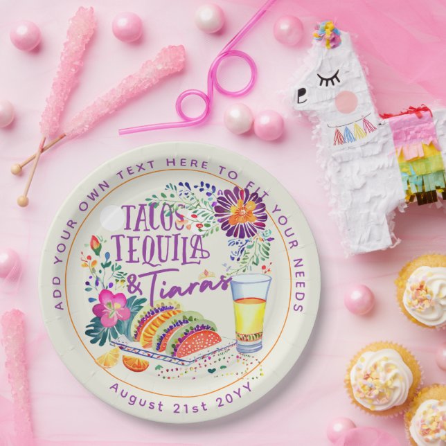 FIESTA Tacos Tequila und Tiaras Pappteller (Party)
