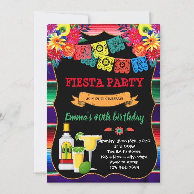 Fiesta tequila Einladung (Vorderseite)