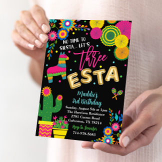 Fiesta Theme Birthday, 3-Esta Geburtstagsparty Einladung