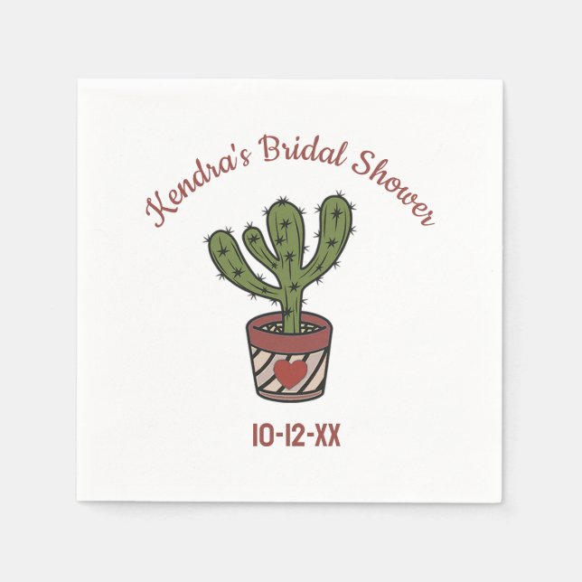Fiesta Theme Brautparty Personalisiert Cactus Serviette (Vorderseite)