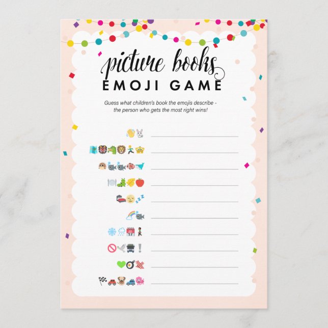 Fiesta Theme Emoji Bilderbücher Babydusche Spiel Programm (Vorderseite)