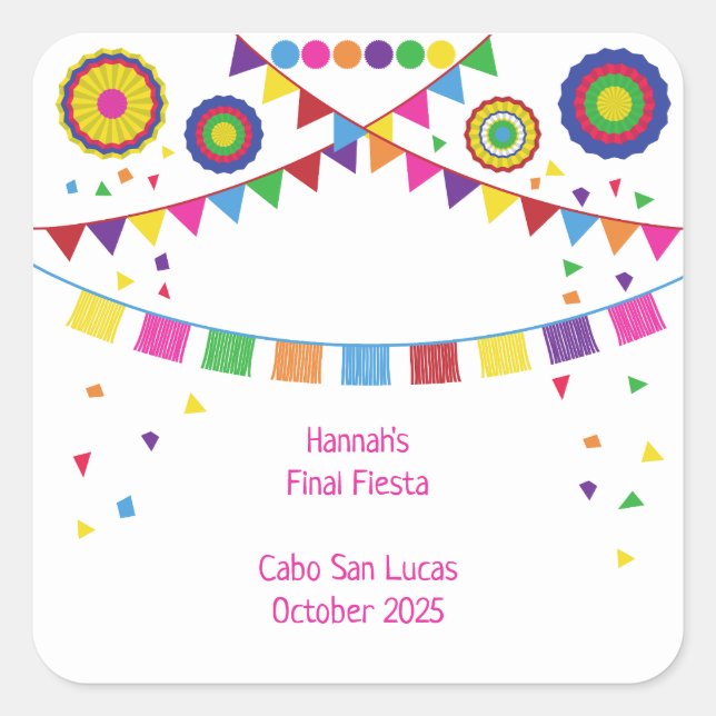 Fiesta Theme Square Party Sticker (Vorderseite)