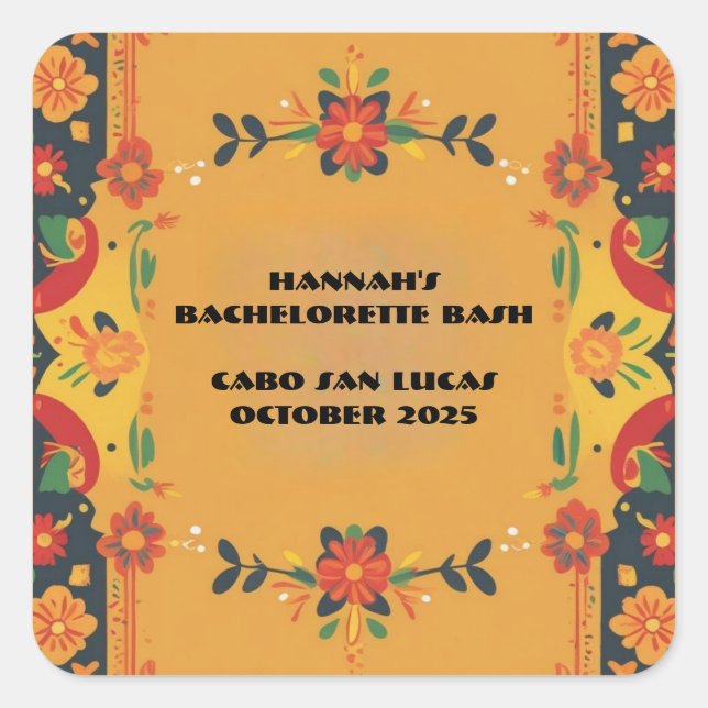Fiesta Theme Square Party Sticker (Vorderseite)