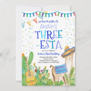 Fiesta Three Esta Boy Blue 3. Geburtstag Einladung