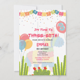 Fiesta Three-Esta Girl Birthday Einladung