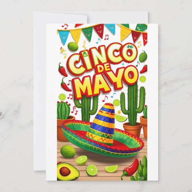 Fiesta Time Mexican Postcard Einladung (Vorderseite)