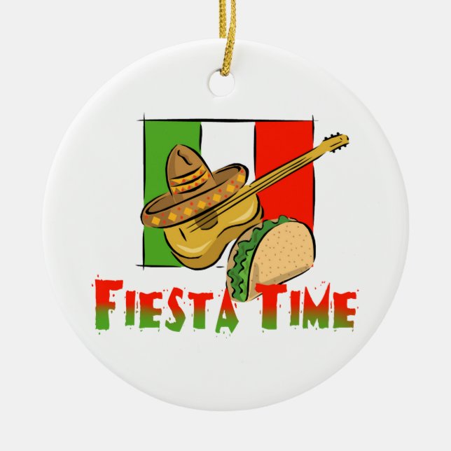Fiesta Time Taco, Sombrero, Gitarre Keramik Ornament (Vorne)