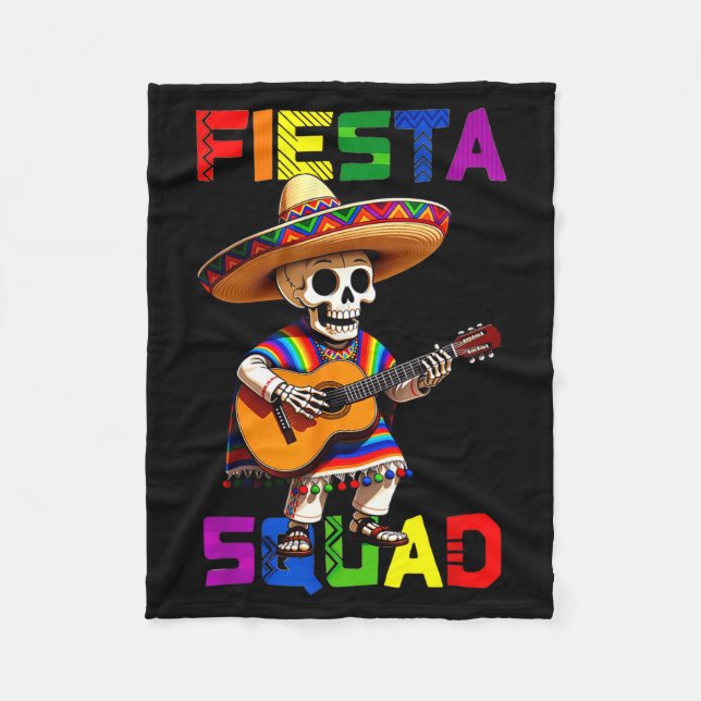 Fiesta-Trupp-Design Cinco de Mayo Skelett Sombrer Fleecedecke (Vorderseite)