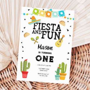 Fiesta und Fun Cactus Taco Boy 1. Geburtstag Einladung