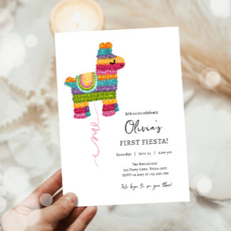Fiesta und Fun Piñata Llama Girl Erster Geburtstag Einladung