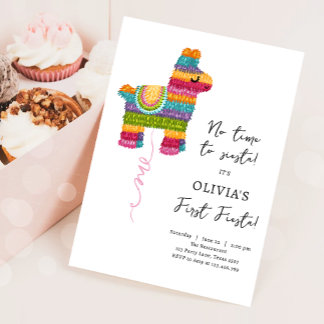 Fiesta und Fun Piñata Llama Girl Erster Geburtstag Einladung