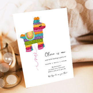 Fiesta und Fun Piñata Llama Girl Erster Geburtstag Einladung
