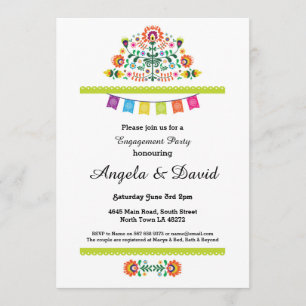 Fiesta Verlobung Mexico Pattern Wedding Invites Einladung