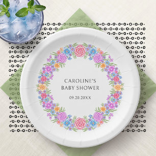 Fiesta Vivid Floral Baby Shower Pappteller