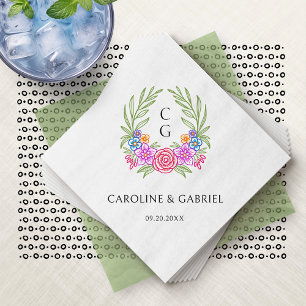 Fiesta Wappen Wreath Monogram Wedding Serviette