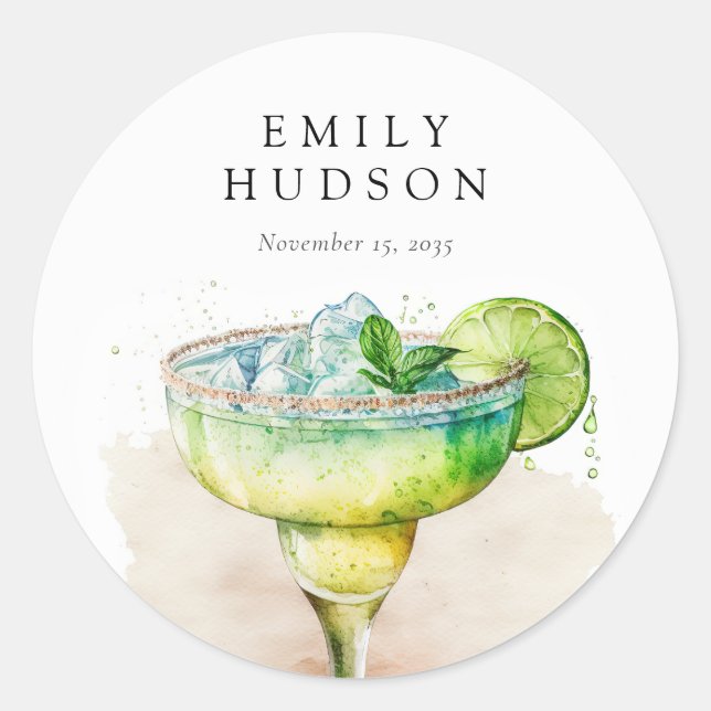 Fiesta Watercolor Brautparty Runder Aufkleber (Vorderseite)