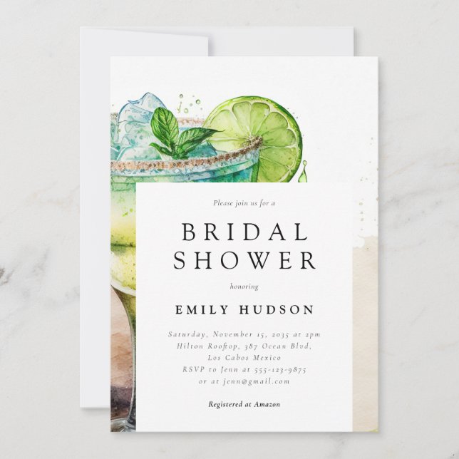Fiesta Watercolor Bridal Dusche Einladung (Vorderseite)