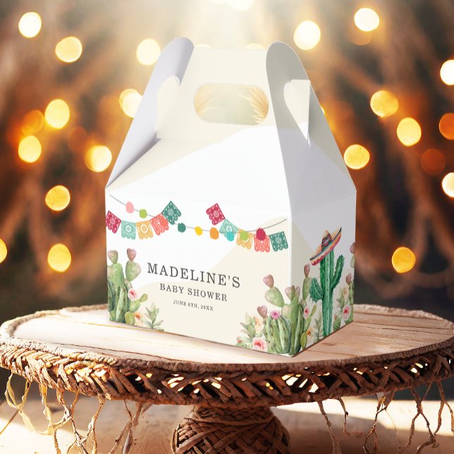Fiesta Watercolor Cactus Mexican Baby Shower Geschenkschachtel (Von Creator hochgeladen)