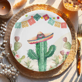 Fiesta Watercolor Cactus Mexican Party Succulent Pappteller