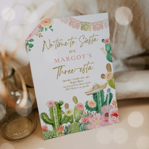 Fiesta Watercolor Cactus Three-esta Geburtstagspar Einladung