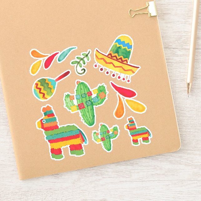 Fiesta Watercolor Stickers Aufkleber (Notizbuch)