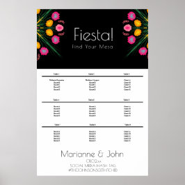 Fiesta Wedding Birthday Mexican Seating Chart Poster