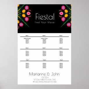 Fiesta Wedding Birthday Mexican Seating Chart Poster