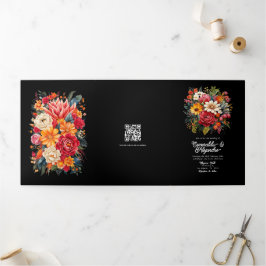 Fiesta Wedding Guest Details, Foto & QR Code Dreifach Gefaltete Einladung