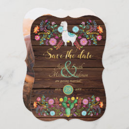 Fiesta Wedding speichern das Datum Llama Folk Blum Einladung