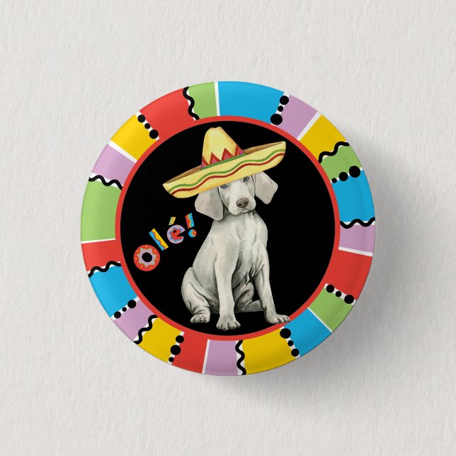 Fiesta Weimaraner Pinback Button (Vorderseite)