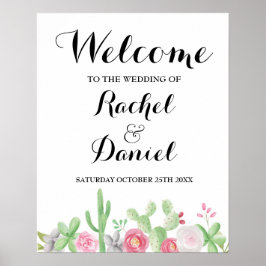 Fiesta Welcome Poster Wedding Mexico Cactus Poster