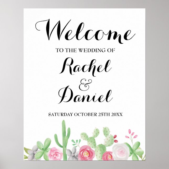 Fiesta Welcome Poster Wedding Mexico Cactus Poster (Vorne)