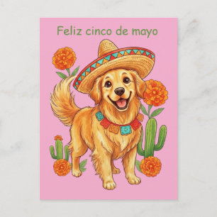 Fiesta-Welpe Golden Retriever Cinco de Mayo Postkarte