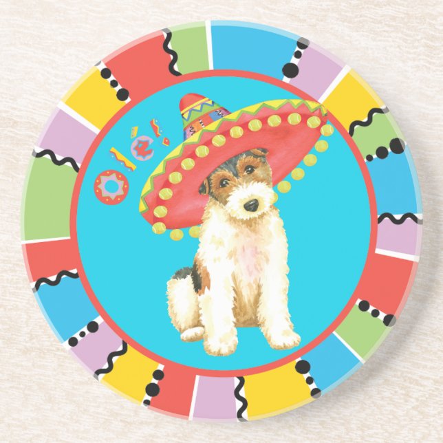 Fiesta Wire Fox Terrier Sandstein Untersetzer (Vorne)