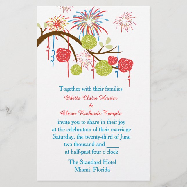 Fiesta Wonderland Wedding Einladung Briefpapier (Vorderseite)