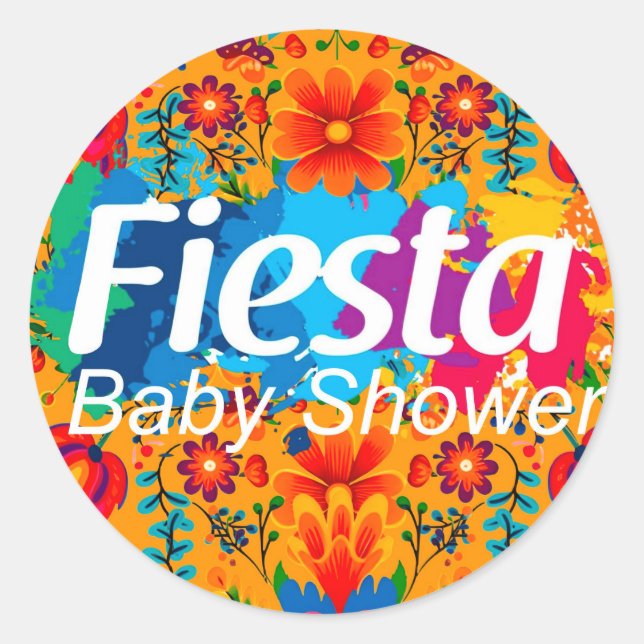 Fiesta Yellow Farful Floral Neutral Baby Dusche Runder Aufkleber (Vorderseite)