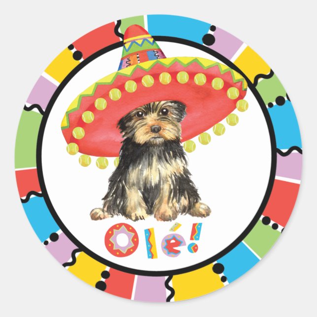 Fiesta Yorkie Runder Aufkleber (Vorderseite)