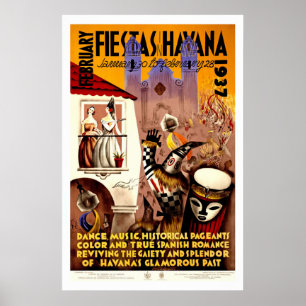 Fiestas in Havanna Vintage Travel Poster